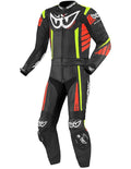 Macacão Berik Zakura de moto de duas peças em pele, preto/branco/amarelo, preto/laranja
Couro